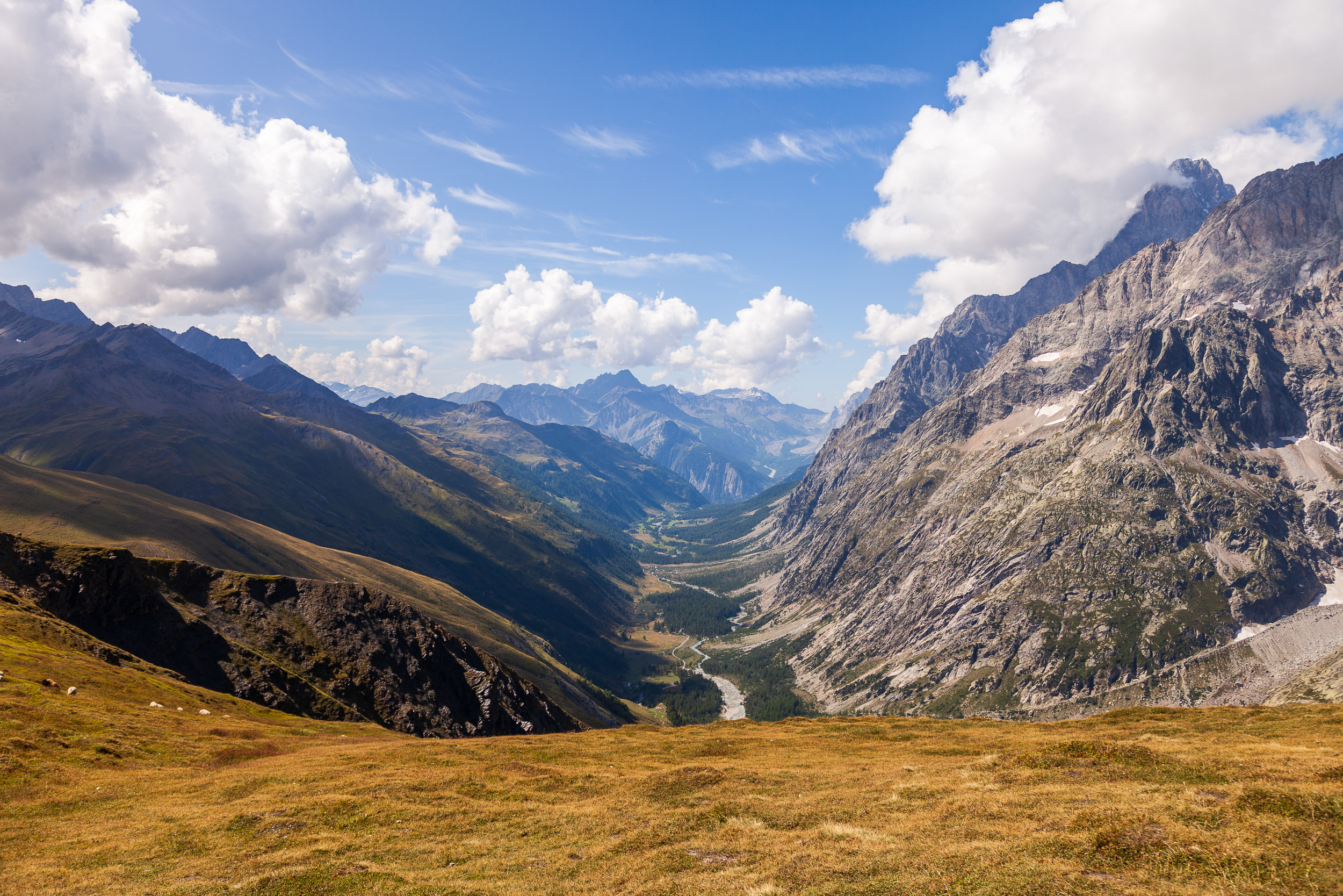 Вид с  Grand Col Ferret назад, в Италию