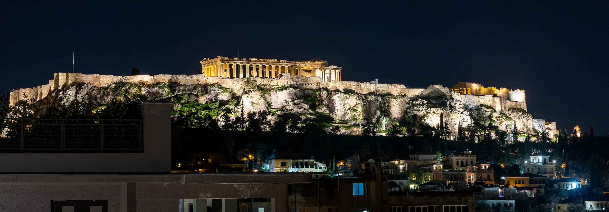 Ночная панорама афинского акрополя